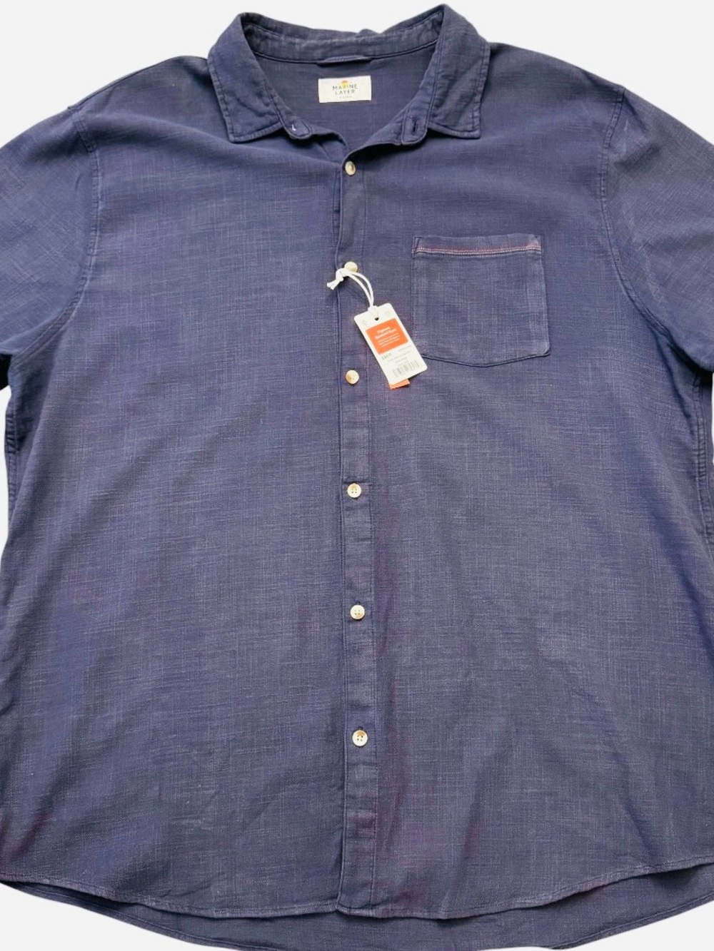 Marine Layer Classic Stretch Selvage Short Sleeve Shirt / Indigo - Picture 12 of 14